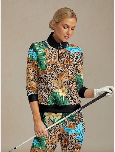  Per donna Felpa da golf Marrone Manica Lunga Top Abbigliamento da golf da donna Abbigliamento Abiti Abbigliamento