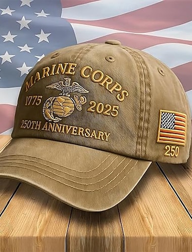  Czapka baseballowa z okazji 250. rocznicy USMC w stylu retro, Stany Zjednoczone, prezent patriotyczny dla mężczyzn