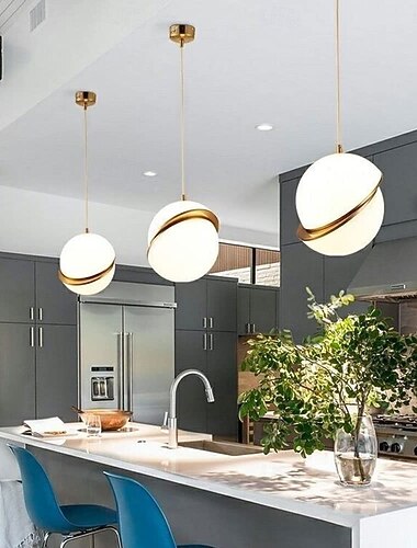  Lustre criativo em forma de hemisfério, luminária pendente global com design moderno em metal e acrílico, ideal para sala de estar, hall de entrada, quarto, mesa de cabeceira, café, loft ou bar.