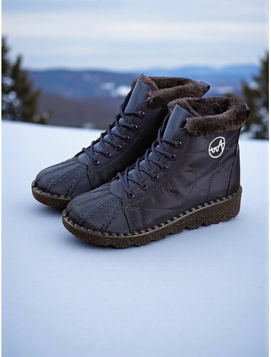  Vanntette vinterstøvler for kvinner med fôr av fuskepels – stilige snøstøvler for kaldt vær og utendørsaktiviteter