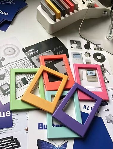  ボヘミアン風長方形3インチ横長プラスチック製マグネット式フォトフレーム、富士フイルムのチェキネガ用、写真ディスプレイ、美しい瞬間を記録、オフィス、キッチン、リビングルーム、寝室の装飾、バレンタイン用