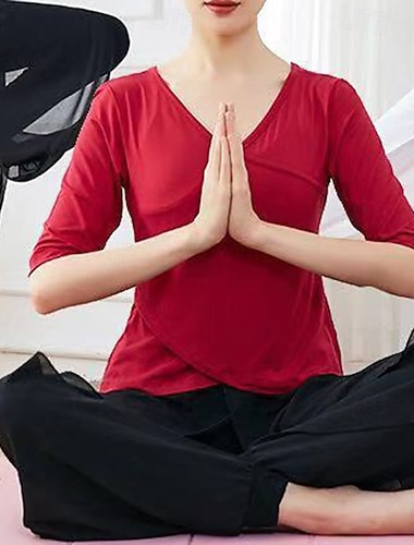  Жен. Костюм для йоги Тренировочный комплект из 2 предметов Сплошной цвет Наборы одежды Осень Черный Белый Модал Танцы Пилатес Йога Завышенная Легкость Дышащий Рукав до локтя Спорт Спортивная одежда