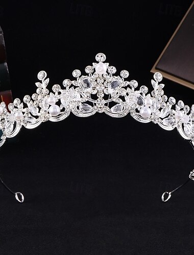  Couronnes Coiffe Alliage Mariage Anniversaire Élégant Avec Strass Perle Casque Couvre-chef