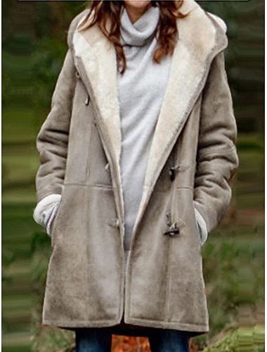  Dame Fleece-jakke Teddyfrakk Hettegenser Hold Varm Pustende Lomme Fleece Lined Fritid عادي Feriereise Gate Dagligdagstøy Ut på byen Enkeltkneppet Normal Hettegenser Normal Langermet Yttertøy Rød Brun