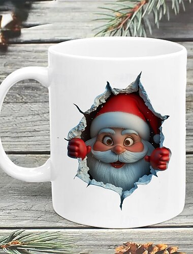  Taza de regalo navideña divertida, meme de taza de café rota en 3D, ideal para hombres, mujeres y adolescentes. Taza de Papá Noel con meme moderno, perfecta para fiestas navideñas.