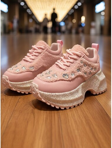  Dámské tenisky na platformě s kamínky - třpytivé noční módní párty s třpytivou podrážkou