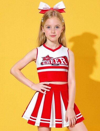  Costume élégant Uniforme pompom girl Enfant Fille Halloween Carnaval Soirée Performance Se déguiser