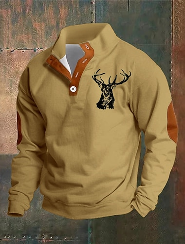  Homens Moletom Moletom com capuz Estacionar Moletom de caça Branco Amarelo Rosa Verde Colarinho Clerical Tecido Patchwork Desportos e Ar livre Casual Diário Roupa de rua Legal Roupa de Esporte