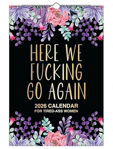  Zabawny kalendarz na rok 2026, zaczynamy od nowa. Kalendarz na rok 2026 dla zmęczonych kobiet. Duży kalendarz ścienny na prezent dla koleżanek z pracy i najlepszych przyjaciółek.