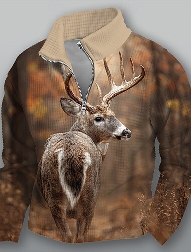  رجالي أيل كنزة موضة يوميا كاجوال الصيد مرتفعة ربع الرمز البريدي الأماكن المفتوحة المنزل المكتب عمل بني كاكي رمادي إحزم الخريف الشتاء مصمم S M L XL XXL XXXL