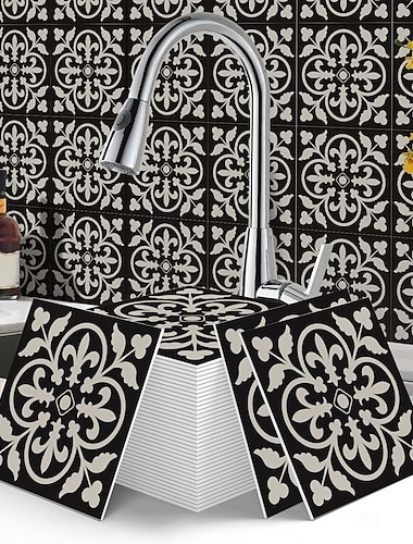  12 stk. veggflisklistremerker, avskallede, 6x6 tommer, tykk PE-skum krystallmosaikk, vanntett bakplate for kjøkken, bad &hjemmedekor, gaveeske med metalliske veggpaneler