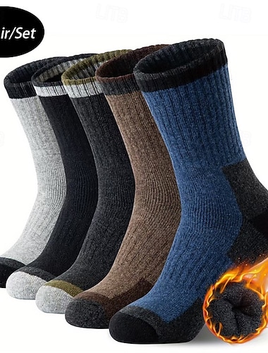  Herren 5 Paare Socken Laufsocken Freizeitsocken Wintersocken Multi Color Farbe Farbblock Outdoor Urlaub Alltagskleidung warm halten Warm Herbst Winter Mode Streetwear