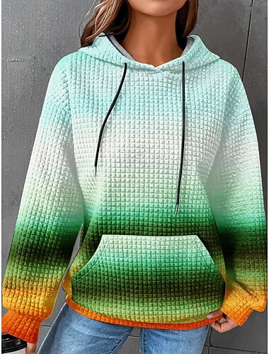  Dam Pullover Hoodie Sweatshirt Grafisk Knytbatik Randig Aktiv Romantisk Klassisk Långärmad Huva Vanliga toppar Hem Arbete Gata Snörning Blå Gul Rubinrött Grön Vår Höst Vinter