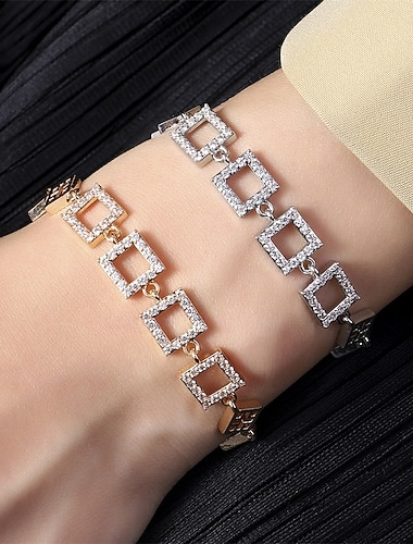  Kubisk Zirkonium Klassisk Totem-serien Elegant Personalisert trendy Chrome Armbånd Smykker Sølv / Gull Til Bryllup Fest Engasjement Skoleball