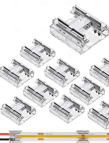  Złącza do taśm LED 4 w 1, 10 szt., 20 szt., 50 szt., do taśm LED 8 mm, 10 mm, 2-pinowe, COB/SMD 2835/3528, proste, narożne, pasek-pasek &od pasa do przewodu