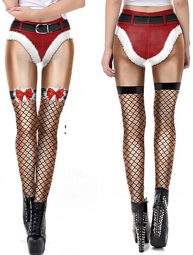  Άγιος Βασίλης Παντελόνια Κολάν Γυναικεία Χριστούγεννα Καθημερινάρούχα Ενήλικες Χριστούγεννα Μασκάρεμα παραμονή Χριστουγέννων Χριστούγεννα Πάρτι Παντελόνια