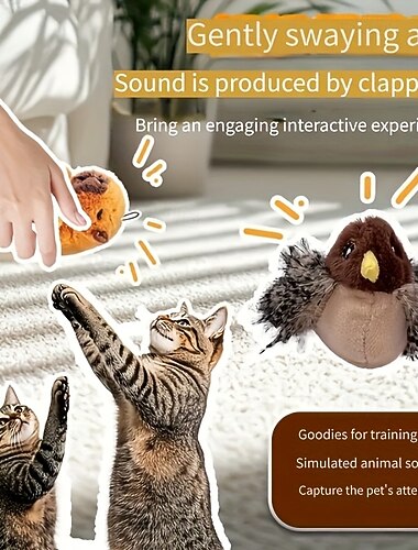  Samovysouvací plyšová hračka se simulací ptačího volání, včetně hračky pro kočky, hračky pro domácí mazlíčky