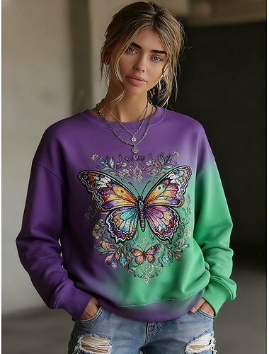  γυναικείο φούτερ Viking με γραφικό vintage casual μακρυμάνικο στρογγυλό ντεκολτέ κανονικές μπλούζες street dailywear casual μωβ άνοιξη φθινόπωρο χειμώνας