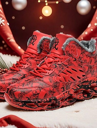  Rode casual sneakers voor heren – modieus design met opvallende prints, ideaal als kerstcadeau en als outfit voor de feestdagen