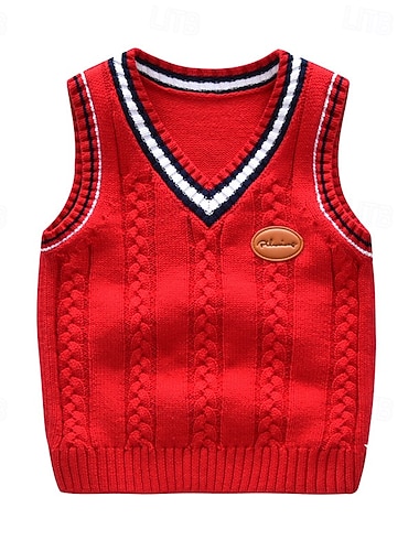  Bambini Unisex Pullover Maglione Blocco di colori Senza Maniche Tenere al caldo All'aperto Moda Giallo Autunno Vestiti Dai 4 anni in su