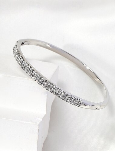  Kubisk Zirkonium Klassisk Vertikal Elegant Mote Enkel Chrome Armbånd Smykker Sølv / Gull Til Bryllup Fest Engasjement Skoleball