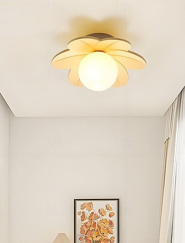  illuminazione moderna da soffitto in resina, mini plafoniere da soffitto per ingresso da incasso, illuminazione a forma di fiore vicino al soffitto con paralume in vetro bianco latte, piccola lampada