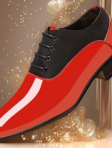  rode en zwarte glanzende herenschoenen – stijlvol en elegant, perfect voor kerstfeestjes, feestdagen en formele gelegenheden