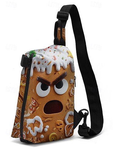  Juleveske til herre – flere morsomme mønstre, design med julenisse, reinsdyr og pepperkaker, justerbar stropp, perfekt til julegaver, fritidsklær og festlige anledninger.