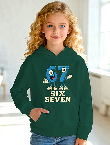  Unisex Dívčí 3D Grafika Vtipný slang 67 Kapuce Pullover Dlouhý rukáv 3D tisk Jaro Podzim Sportovní Módní Šik ven Děti 4-12 let Kapuce Venkovní Ležérní Denní Běžný