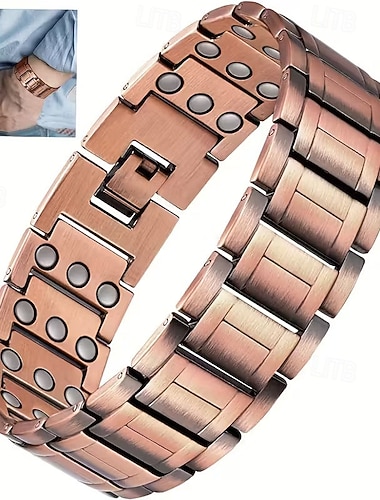  Męska bransoletka magnetyczna - potrójny rząd mocnego magnesu - regulowana bransoletka z koralikami magnetycznymi, elegancki prezent ze stopu biżuterii dla taty, mamy, na Boże Narodzenie, urodziny, w