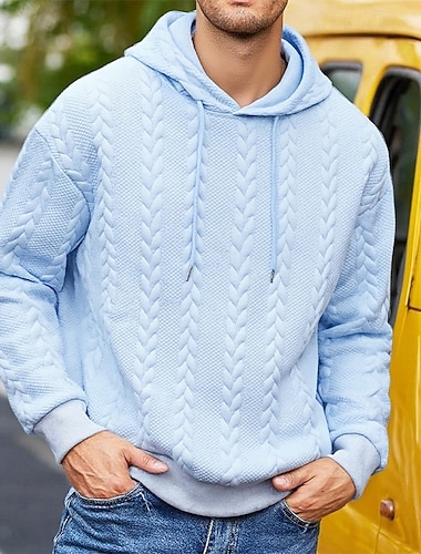  Herren Jacquard Kapuzensweatshirt Pullover Kapuzensweatshirt Schwarz Orange Beige Grau Leicht Blau Mit Kapuze Einfach Strukturiert Sport & Outdoor Lässig Täglich Streetwear Cool Sportbekleidung
