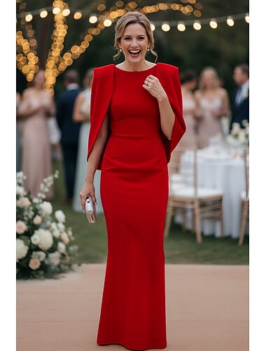  Fourreau Colonne Longueur au sol Robe d'invité de mariage Robe de Cérémonie Robe de soirée Robe de Mère de Mariée  Sans manches Col Bateau Élégant Formel Soirée Formelle Anniversaire Tissu Extensible