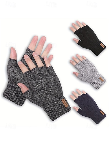  Guantes sin dedos para hombre: cómodos, de punto, disponibles en varios colores. Un accesorio de invierno cálido y elegante, ideal para el día a día, la oficina y actividades al aire libre.