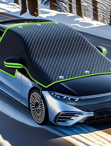  Adequado para todos os modelos de carros - capa de para-brisa em tecido Oxford durável com proteção UV e função anti-neve. Fácil de instalar e resistente, garantindo segurança ao dirigir no inverno.