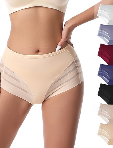 Жен. Трусы Эластичная талияNightwearНейлон на открытом воздухе Отпуск Дом Однотонный Мода Симпатичные Стиль Черный Хаки Бежевый Весна лето Наступила зима