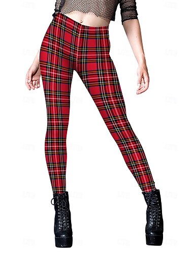  Παντελόνια Κολάν Γυναικεία Χριστούγεννα Καθημερινάρούχα Καρό / Τετραγωνισμένο Μοτίβο Ενήλικες Χριστούγεννα Μασκάρεμα παραμονή Χριστουγέννων Χριστούγεννα Πάρτι Παντελόνια