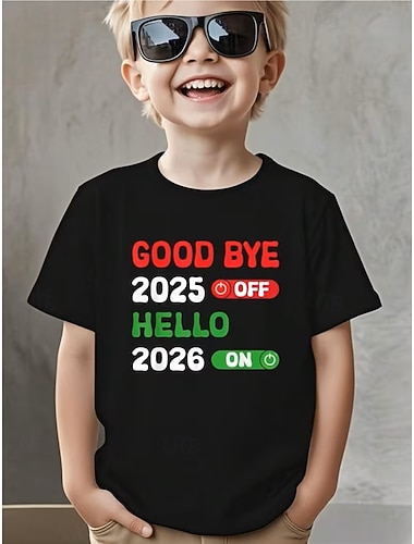  Baumwoll-T-Shirt für Jungen, schwarz, mit Zahlenaufdruck, Rundhalsausschnitt, Kurzarm, Rundhalsausschnitt, Kurzarm, für Outdoor-Aktivitäten, Alltag, Streetwear, Sommer.