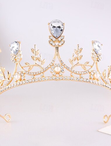  Crown Tiaras Hodepryd Krystall Legering Bryllup Bursdag Ferie Elegant søt stil Med Rhinsten Hodeplagg Hodeplagg