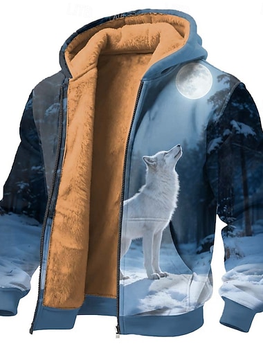  Per uomo Animale Pile Felpa con Cappuccio Giacca di pelle Felpa Classico Militare Da caccia Girocollo All'aperto Campeggio Blu Blu chiaro Marrone Con zip Autunno Inverno progettista S M L XL 2XL 3XL