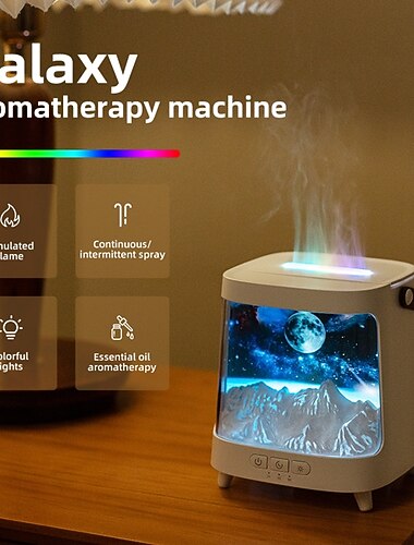  מכשיר אדים לריסוס אוויר עם פונקציית הרחבת ניחוח שמן אתרי, תאורה מתכווננת שבעה צבעים, מתאים לחדר שינה ולמתנות לחג, מכשיר אדים לגשם בחדר שינה, מכשיר אדים לשולחן העבודה, סלון