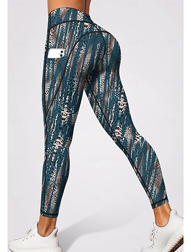  Damskie legginsy do pilatesu Spodnie fitness Legginsy casualowe Kieszenie Opłata skarbowa Niejednolita całość Pilates Siłownia Trening w siłowni Majtki Rajstopy Getry Panterka Przejście kolorów