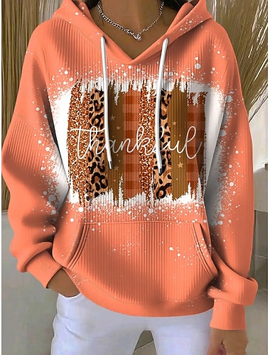  Women's Pullover Hoodie Sweatshirt Graphic Christmas Tree Casual Long Sleeve Hooded Regular Tops Dailywear Casual Sports Blue Purple Orange Green Fall Winter