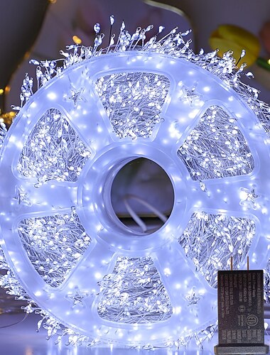  julefyrverkeri kobbertråd lyslenke fe-lyslenke 8-funksjons timer fjernkontroll lavspennings sikkerhetsplugg festival bryllupsfest atmosfære dekorative lys rekvisitter 10/15/30/50m