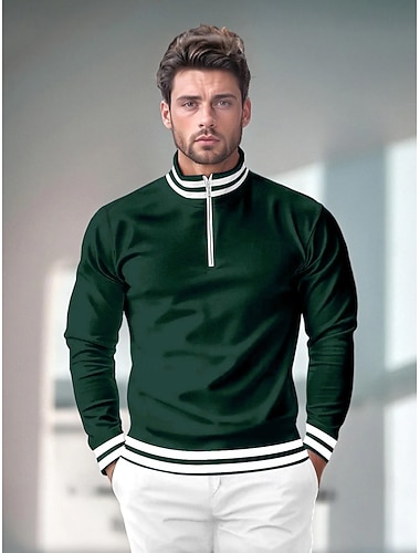  Polo shirt pour hommes vert foncé à manches longues vêtements tenues