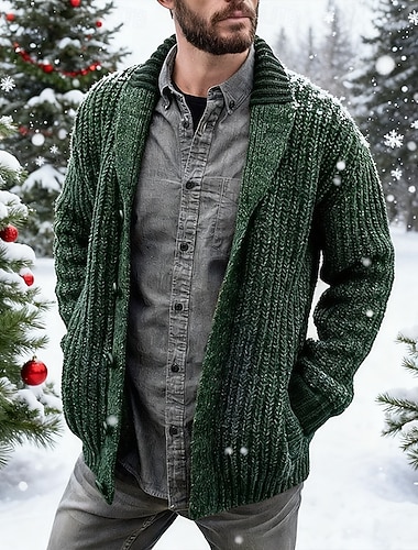  Homens Suéter Sueter Cardigan Suéter Cortado Roupa de Malha Tricotar Tricotado Xale Contemporâneo Moderno Dia a Dia Casual Roupa Primavera Outono Vermelho Verde S M L