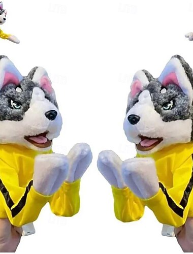  peluche interattivo cane da boxe burattino da mano husky giocattolo di peluche guanto per gioco divertente e regalo per bambini 1 pz