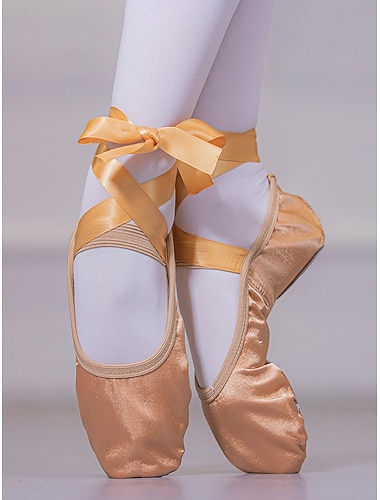  dziewczęce satynowe baletki pointe z paskami z wstążki - profesjonalne buty do ćwiczeń tanecznych dla dzieci i młodzieży trenującej balet