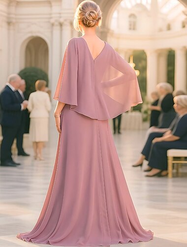  فستان بروج (Prom) بطول الأرضية بتصميم A-Line فستان حفلة فستان كوكتيل فستان والدة العروس بأكمام نصفية وياقة على شكل V أنيق عتيق حفلة مع خيوط لامعة