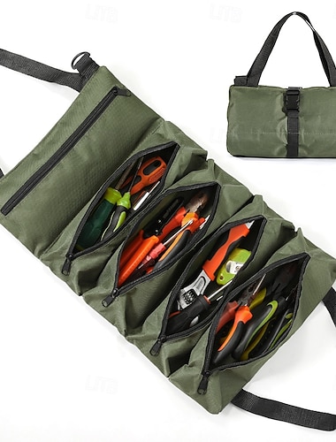  Sac à outils Oxford robuste et enroulable - multifonctionnel pour électriciens/mécaniciens, bandoulière réglable, usage intérieur/extérieur