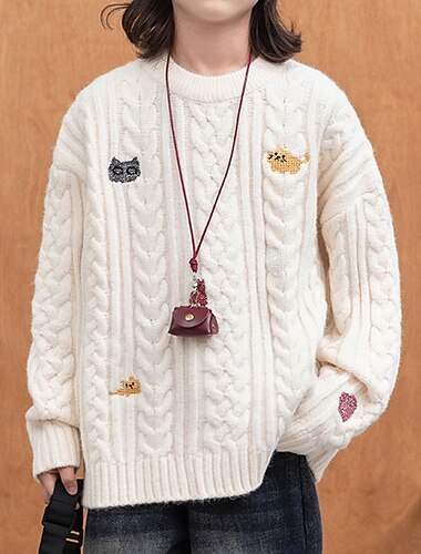  Barn Gutt Pullover genser Helfarge Langermet Hold Varm utendørs Mote Beige Høst Klær 4-12 år